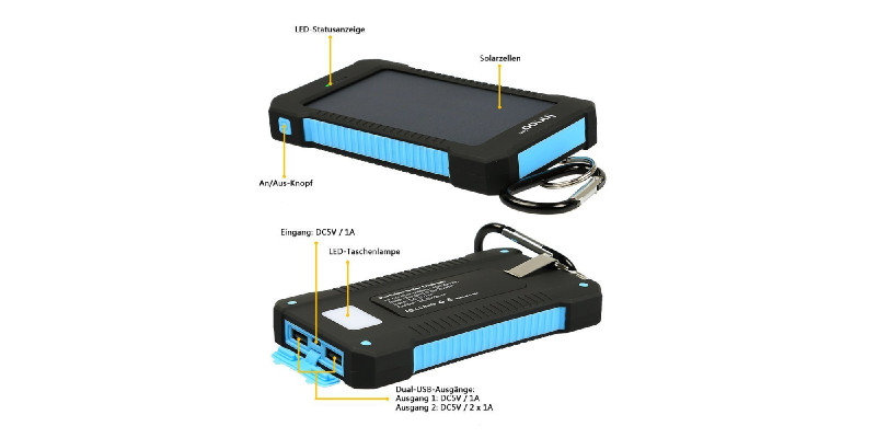 Wasserdichte Solar Powerbank mit 10000mAh Kapazität als Blitzangebot verfügbar